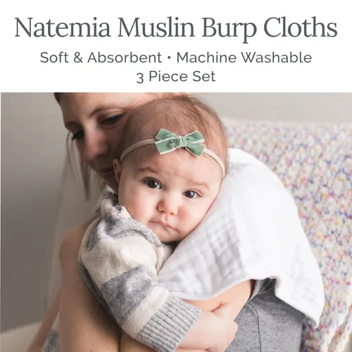 Miniatura 2 de Natemia Paños de muselina ultra suaves para eructos, grandes, súper absorbentes, para recién nacidos, lavables a máquina para babas y desordenes