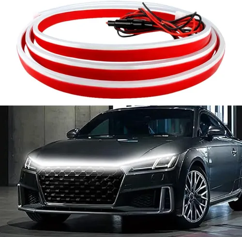 Miniatura 10 de Tira de luz LED para capó de automóvil, tira de luz diurna LED de 59 pulgadas, tira de luces LED flexibles para automóvil, luces de señal de giro