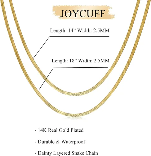 Miniatura 5 de JoycuFF Collar de oro para mujer, delicado collar de gargantilla en capas para mujer, caja de clip de serpiente, cuerda Figaro, collar de cadena