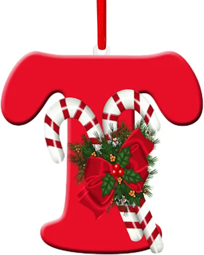 Miniatura 24 de Colgante de decoración para árbol de Navidad de 26 letras, adornos de árbol de Navidad, adornos de Navidad personalizados, decoración de Navidad