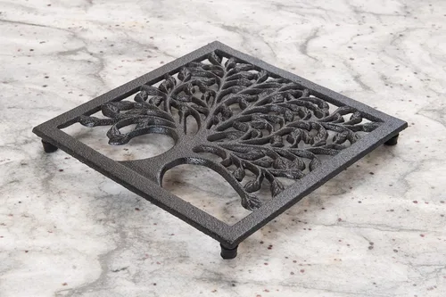 Miniatura 8 de GASARÉ, Salvamanteles de hierro fundido para platos calientes, ollas y sartenes, salvamanteles de metal, diseño de árbol genealógico, tapas de patas