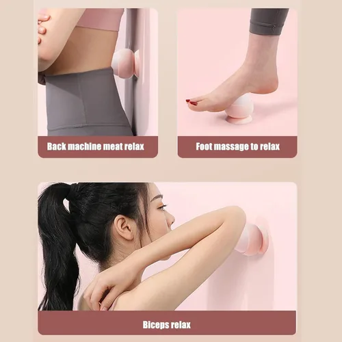 Miniatura 7 de Bola de masaje montable con ventosa, herramienta de terapia de punto de activación, masajeador de presión manual autodirecido para aliviar el Rosado