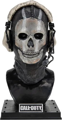 Call of Duty Estatua de busto fantasma: estatua de busto de 8 pulgadas que incluye máscara, auriculares decorativos y soporte de exhibición con peso
