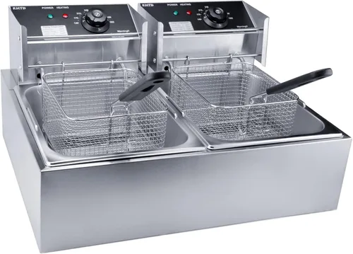 Miniatura 7 de Freidora Profunda Comercial con Cesta, 3400W 12.7QT/12L, Freidora Eléctrica de Aceite de Encimera de Acero Inoxidable Desmontable de Gran Capacidad