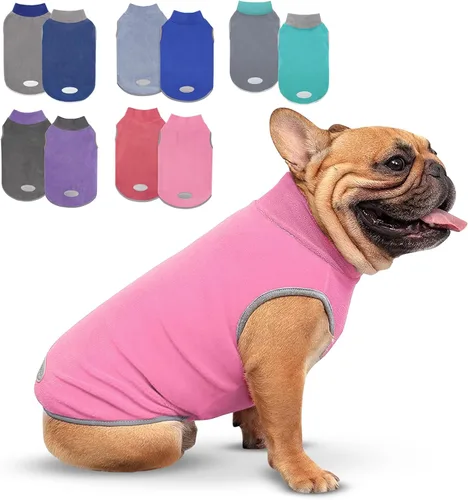 Miniatura 21 de cyeollo Paquete de 2 suéteres elásticos de forro polar para perro, chaqueta reflectante de invierno para perros, suéteres para perros medianos