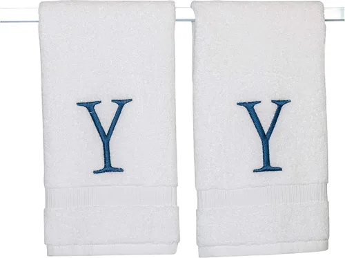 Miniatura 146 de Toalla de mano con inicial beige para baño, toalla bordada decorativa de calidad de hotel de lujo con monograma para tocador, spa, certificado
