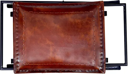 Miniatura 7 de cuero Melton - Taburete de cuero con costura lateral clásica (marrón)