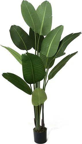Fencer Wire Árbol artificial de pájaro del paraíso, planta falsa en maceta con musgo seco, decoración tropical realista resistente a los rayos UV, 6