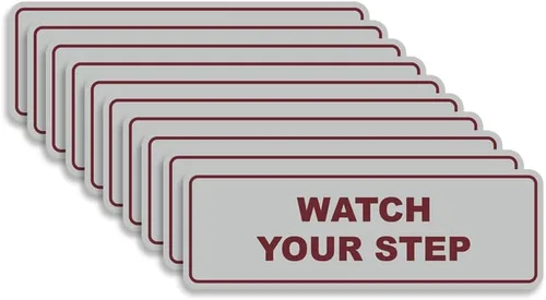Miniatura 56 de Signs ByLITA Letrero estándar para pared o puerta con texto en inglés «Watch Your Step», señalización de salud y seguridad (negro), mediano