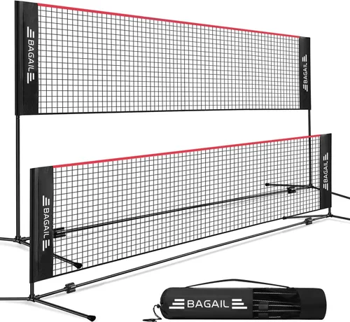 BAGAIL Red de bádminton, red de voleibol para niños de altura ajustable, red de nailon plegable de 10 pies/14 pies/17 pies de ancho, red de tenis,