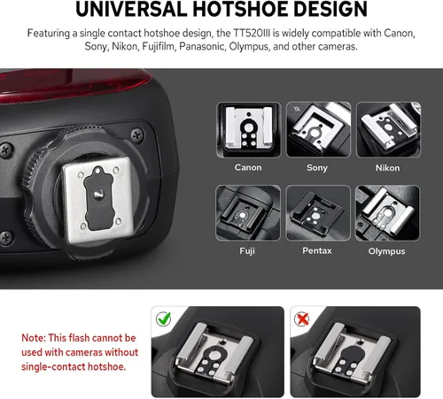 Miniatura 3 de Godox TT520III TT520 III Flash de cámara, flash universal de zapata caliente, flash manual GN33 con transmisor inalámbrico RT-16, compatible