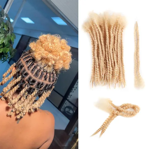 Miniatura 17 de Extensiones de cabello humano texturizado con extremos rizados, extensiones de cabello humano completamente hechas a mano para mujeres/hombres, se