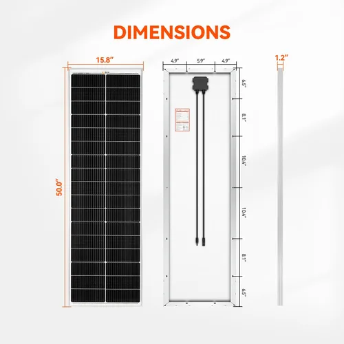 Miniatura 2 de RICH SOLAR MEGA 100 Slim - Panel solar monocristalino de 100 vatios y 12 voltios para RV, remolque, autocaravana