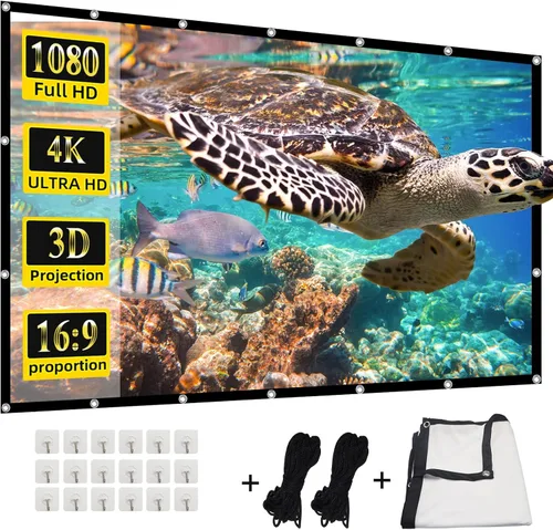 Pantalla de proyector, HUANYINGBJB 4K 16:9 HD, pantallas de proyector traseras frontales, pantalla de proyección plegable, de doble cara, portátil,