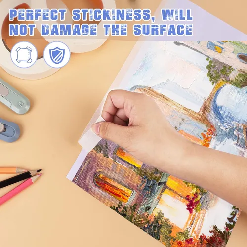 Miniatura 3 de SEBETOW - Cinta adhesiva en paquete de 10 unidades, 0.75 pulgadas - Cintas adhesivas para artistas y dibujo, color blanco y beige, de uso general