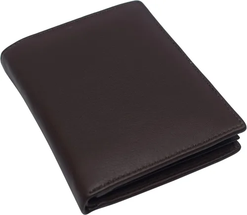 Miniatura 4 de Marshal Billetera de piel auténtica con bloqueo RFID para hombres ranuras para tarjetas, 2 compartimentos para billetes, ventanas de identificación