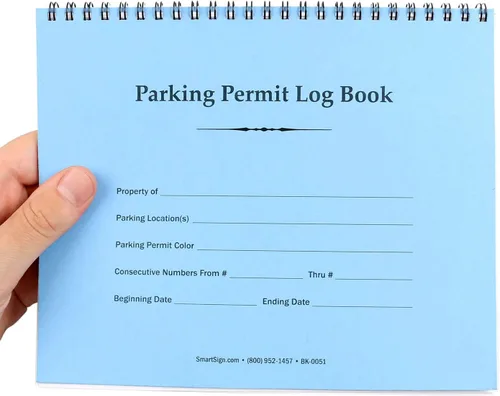 Miniatura 2 de SmartSign Libro de registro de permiso de estacionamiento pequeño - 7 x 8.5 pulgadas, diario de registro encuadernado con alambre, páginas impresas