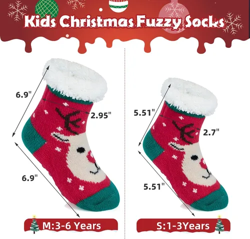 Miniatura 7 de Zando Calcetines peludos de Navidad para niños y niñas, calcetines térmicos gruesos, suaves y esponjosos, calcetines acogedores para niños pequeños
