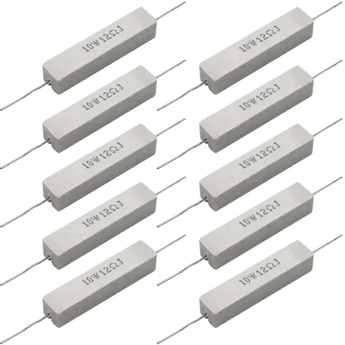 Miniatura 21 de 10 resistencias de cable de plomo axial de 10 W, 0.5 ohmios y 5 % – Resistencias de potencia de cemento cerámico fijas de heridas blancas