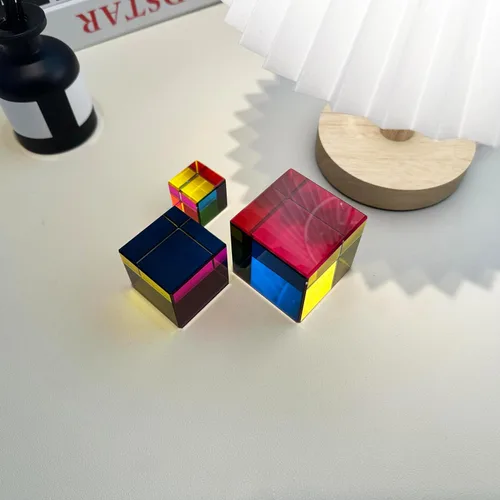 Miniatura 6 de Cubo de colores mezclados con soporte de exhibición pulido de diamante, juguetes científicos y educativos, magníficos juguetes de física Juguete
