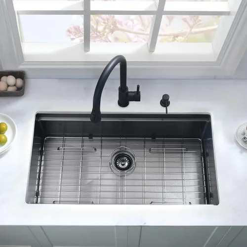 Miniatura 4 de Fregadero de cocina negro de 25 pulgadas para montaje inferior, fregadero de cocina de acero inoxidable negro de 25 x 19 pulgadas, fregadero