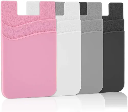 Miniatura 8 de SS Billetera negra para teléfono, tarjetero adhesivo para iPhone, Samsung Galaxy y cualquier teléfono inteligente, paquete de 3