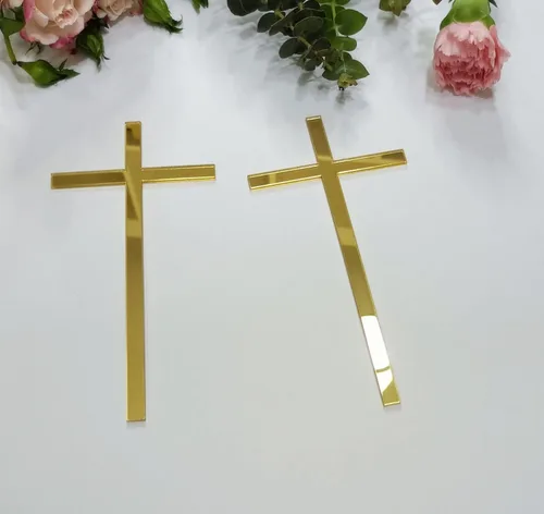 Miniatura 11 de 12 dijes para tartas de cruz, decoración de bautizo para tartas, confirmación de bautismo de acrílico delgado, decoración de pastel de cruz acrílica