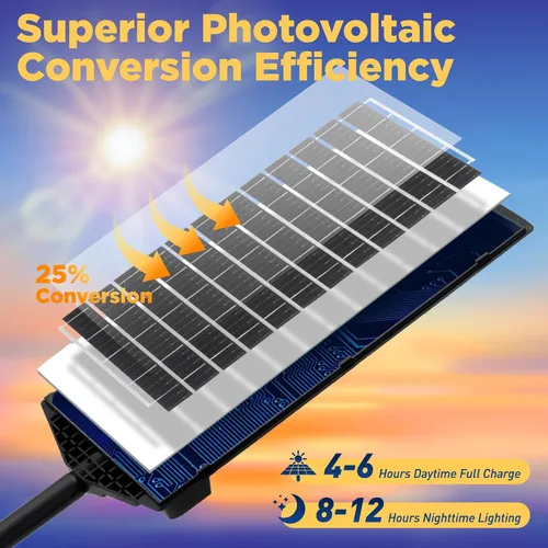 Miniatura 4 de Paquete de 4 luces solares de calle para exteriores, 60000LM luces solares para exteriores con soporte de luz de metal de 9.3 pulgadas, luz