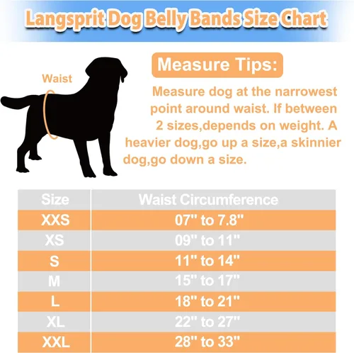 Miniatura 2 de Langsprit Bandas para el vientre masculino para perros (paquete de 3) – Envolturas para perros de alta absorción lavables – Pañales reutilizables