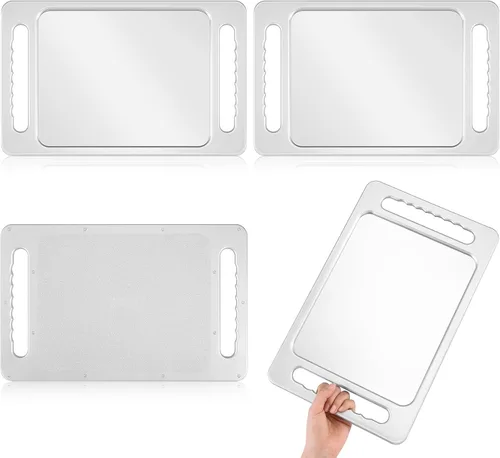 Miniatura 7 de Kigley Espejo de mano grande de 2 piezas con doble mango espejo de peluquería rectangular irrompible de mano equipo de peluquería y accesorios