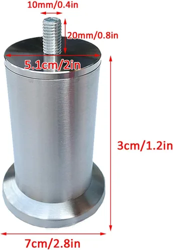 Miniatura 2 de Patas ajustables para muebles de barra roscada M10, patas de cama de acero inoxidable cepillado, patas de mesa de vidrio, patas de repuesto