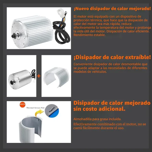 Miniatura 2 de Motor sin escobillas CC 3000W 72V Motor eléctrico de alta potencia Controlador sin escobillas 50A Motor de scooter Go Kart Kit de motor eléctrico