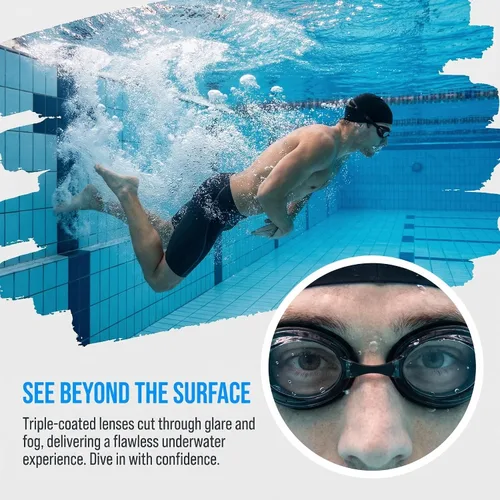 Miniatura 5 de Gafas de natación de carreras antivaho con protección UV sin fugas para hombres, mujeres, adultos, jóvenes, entrenamiento de competición