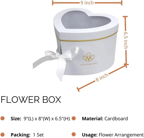 Miniatura 6 de BBJWRAPS - Caja para flores en forma de corazón con tapa para arreglos de lujo, florerías, entregas de regalos, material de cartón piedra de 9