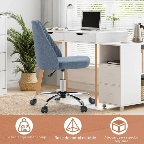 Miniatura 5 de Silla de Oficina DUMOS, Silla de Escritorio Cómoda con Ruedas, Silla Giratoria de Tocador, Sillas de Tarea con Asiento Ancho, Sillas de Computadora