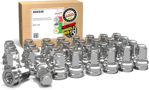 Miniatura 24 de Wheel Accessories Parts 24 tuercas de llanta estilo OEM M14x1.5 14x1.5 rosca OEM de 1.77 pulgadas de largo cromadas 7/8 pulgadas 0.866 in Cromo