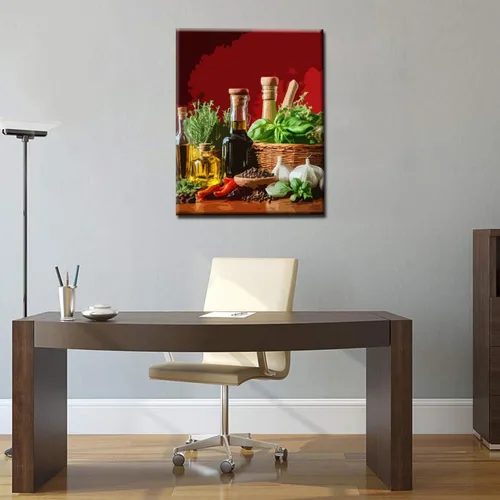 Miniatura 2 de Pintura de especias y hierbas, kit de pintura de cilantro y salvia por números, 16 x 20 pulgadas, lienzo de cocina para bricolaje, aceite vegetal