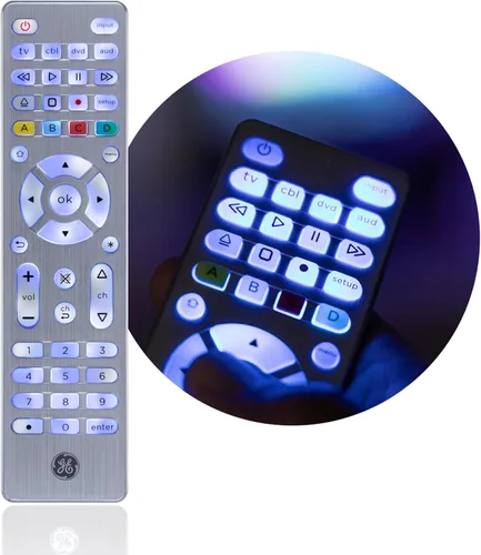 Miniatura 2 de GE Control Remoto Universal con Botones Retroiluminados, Reemplazo de Control Remoto para Samsung TV, Control Remoto Samsung para Smart TV, Plateado