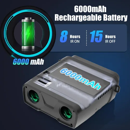 Miniatura 5 de Gafas de Visión Nocturna, Binoculares de Visión Nocturna Real 4K, IR Enfocable Potente Integrado, Batería Recargable de 6000mAh, Pantalla Super