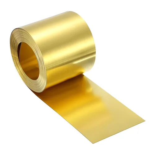 Miniatura 103 de uxcell Rollo de lámina de latón, 40 x 2 x 0.016 pulgadas, rollo de lámina de latón intermitente de metal para manualidades, reparaciones