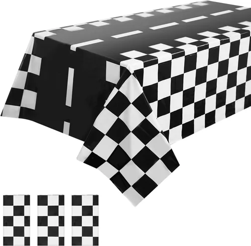 Miniatura 8 de 3 manteles rectangulares con temática de autos de carreras, decoración de fiesta de cumpleaños, manteles rectangulares de plástico con temática