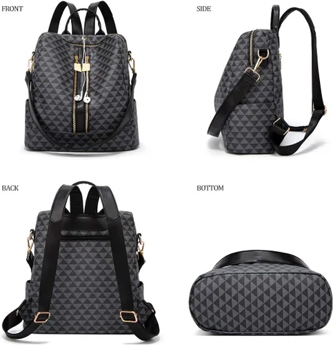 Miniatura 3 de Makes Bolso tipo mochila para mujer, de piel sintética, con diseño convertible, 2 piezas
