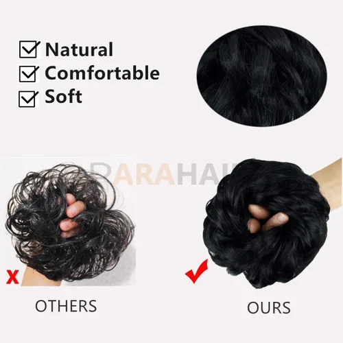 Miniatura 3 de PARAHAIR Extensiones de cabello rubio con reflejos (#18/613) para mujer, cabello sintético para cola de caballo (rubio dorado y rubio decolorado)
