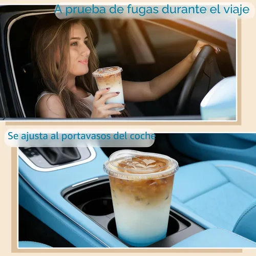 Miniatura 6 de Juego de 100 vasos de plástico transparente de 16 onzas con tapas para sorbos y popotes, tazas de café helado desechables con tapas para bebidas