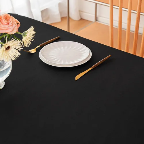 Miniatura 2 de BLACK-4FT Mantel ajustado cubiertas de mesa para mesas rectangulares de 4 pies - Resistente al agua, lavable, tela de poliéster, manteles