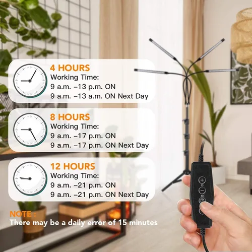 Miniatura 8 de GHodec Luz de Crecimiento con Soporte, 5500K Espectro Completo Luz de Piso de Cuello de Cisne para Plantas de Interior en Crecimiento, 5 Niveles
