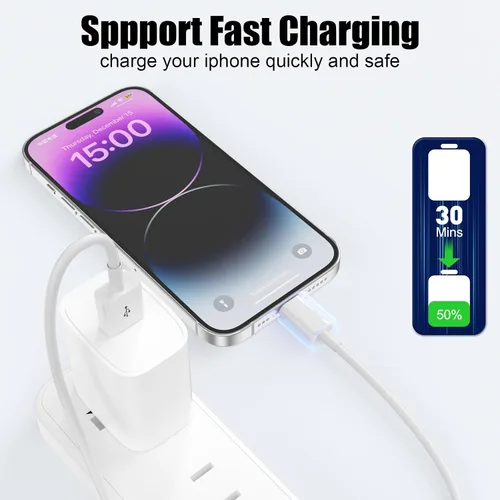 Miniatura 5 de Cable de Apple CarPlay para automóvil, paquete de 2 cables de carga de iPhone de 3 pies [certificado Apple MFi], cable USB a Lightning de carga