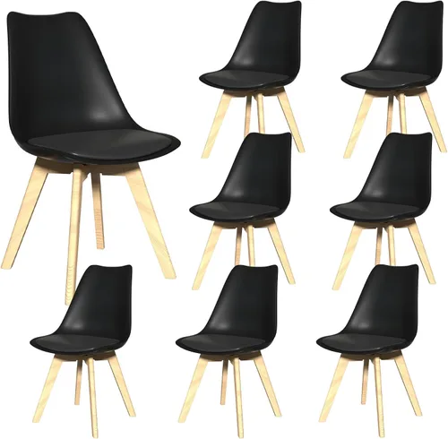 Miniatura 10 de Juego de 4 sillas de comedor, sillas de cocina y comedor de mediados de siglo con patas de madera y cojín, juego de sillas de comedor de cuero