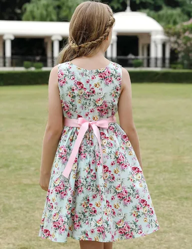 Miniatura 3 de Vestido de verano para niña, de algodón, con diseño floral