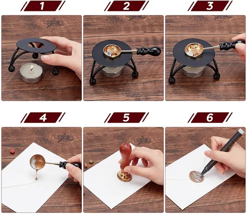 Miniatura 4 de CRASPIRE Sello de cera de Navidad con diseño de copos de nieve, cornamenta de árbol, retro, 0.98 pulgadas, latón extraíble con mango de madera